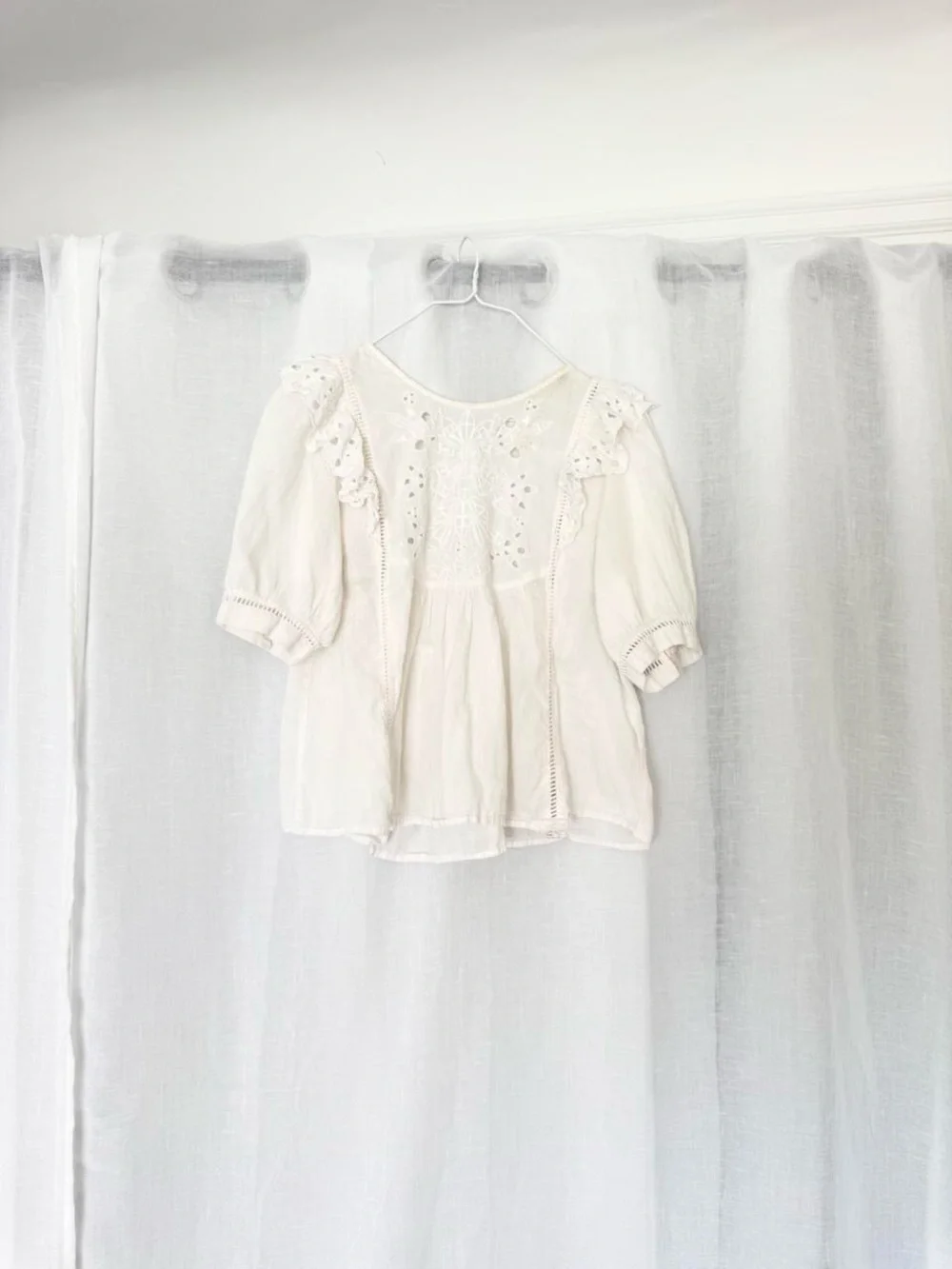 romantic white eyelet babydoll blouse ♡